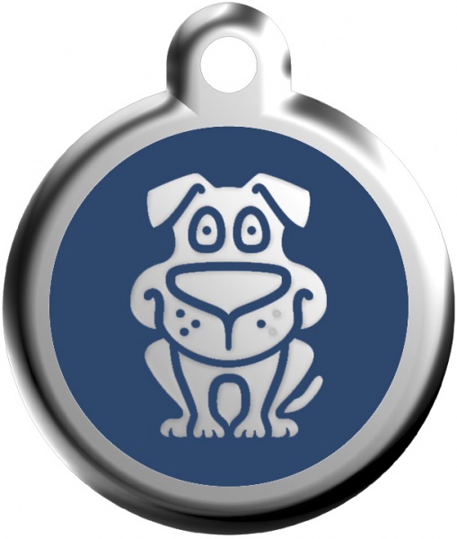 Známka střední - pes modrá - Kliknutím na obrázek zavřete